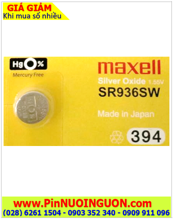 Maxell SR936SW _Pin 394; Pin đồng hồ Maxell SR936SW 394 silver oxide 1.55v _Made in Japan